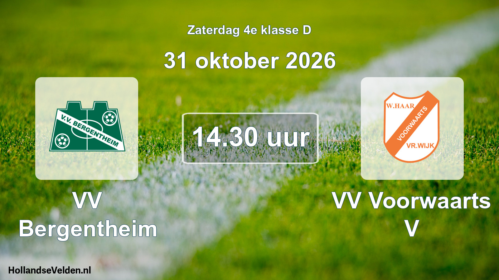 Geplande wedstrijd: VV Bergentheim - VV Voorwaarts V (31 oktober 2026)