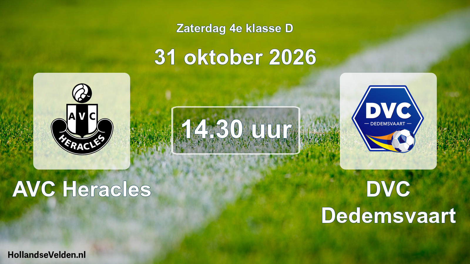 Geplande wedstrijd: AVC Heracles - DVC Dedemsvaart (31 oktober 2026)