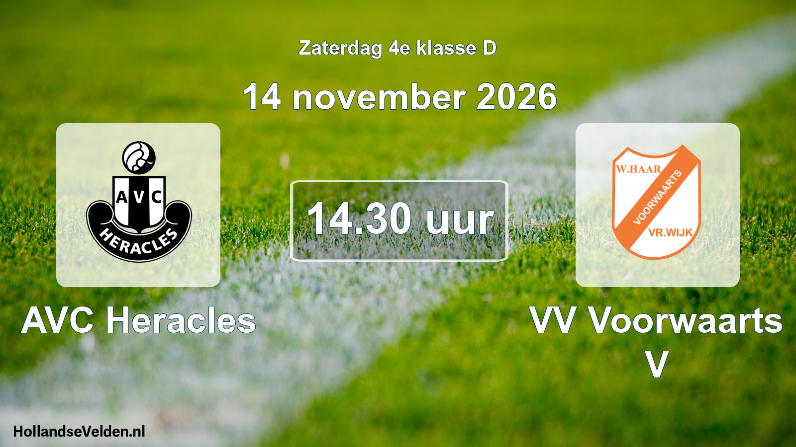 Geplande wedstrijd: AVC Heracles - VV Voorwaarts V (14 november 2026)