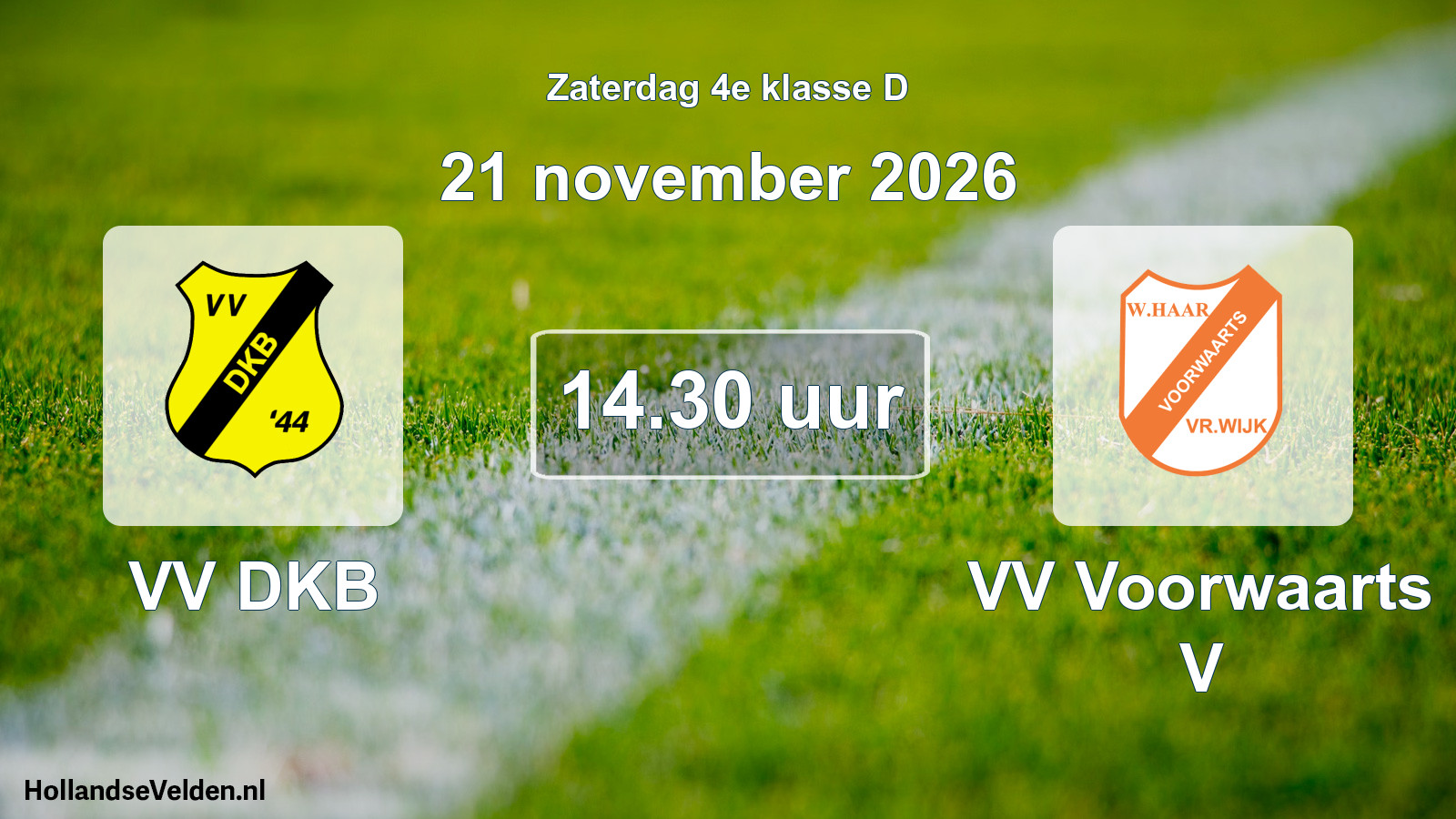 Geplande wedstrijd: VV DKB - VV Voorwaarts V (21 november 2026)