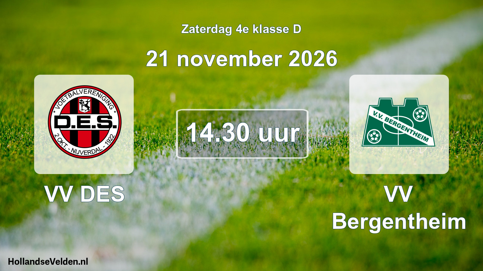Geplande wedstrijd: VV DES - VV Bergentheim (21 november 2026)