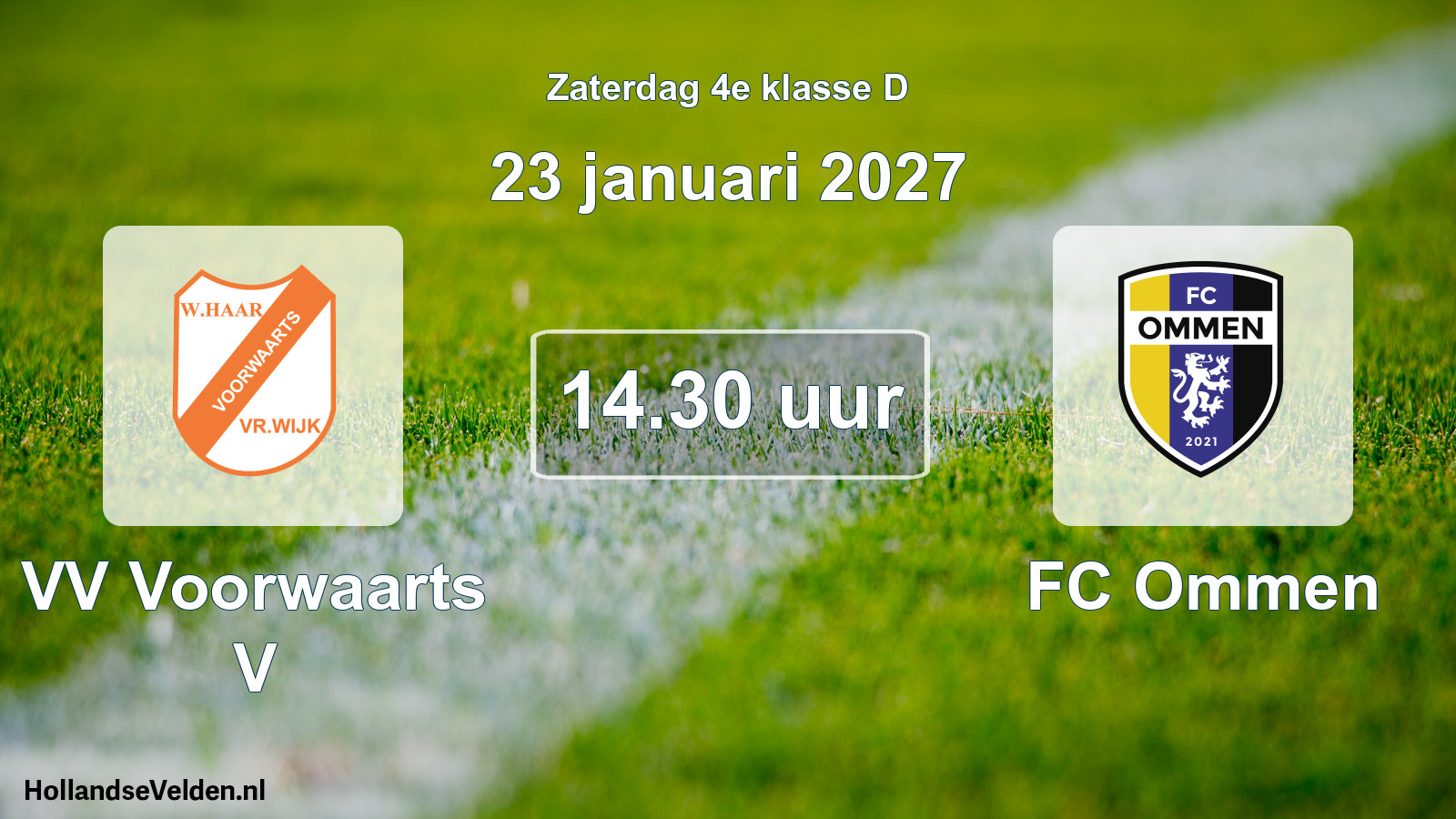 Geplande wedstrijd: VV Voorwaarts V - FC Ommen (23 januari 2027)