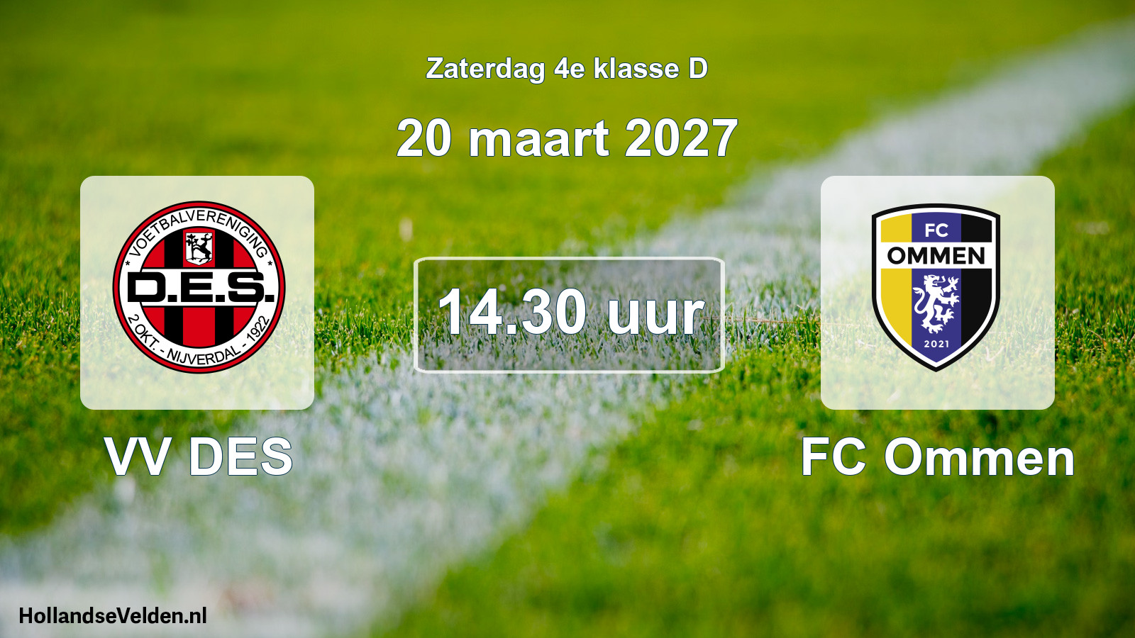 Geplande wedstrijd: VV DES - FC Ommen (20 maart 2027)