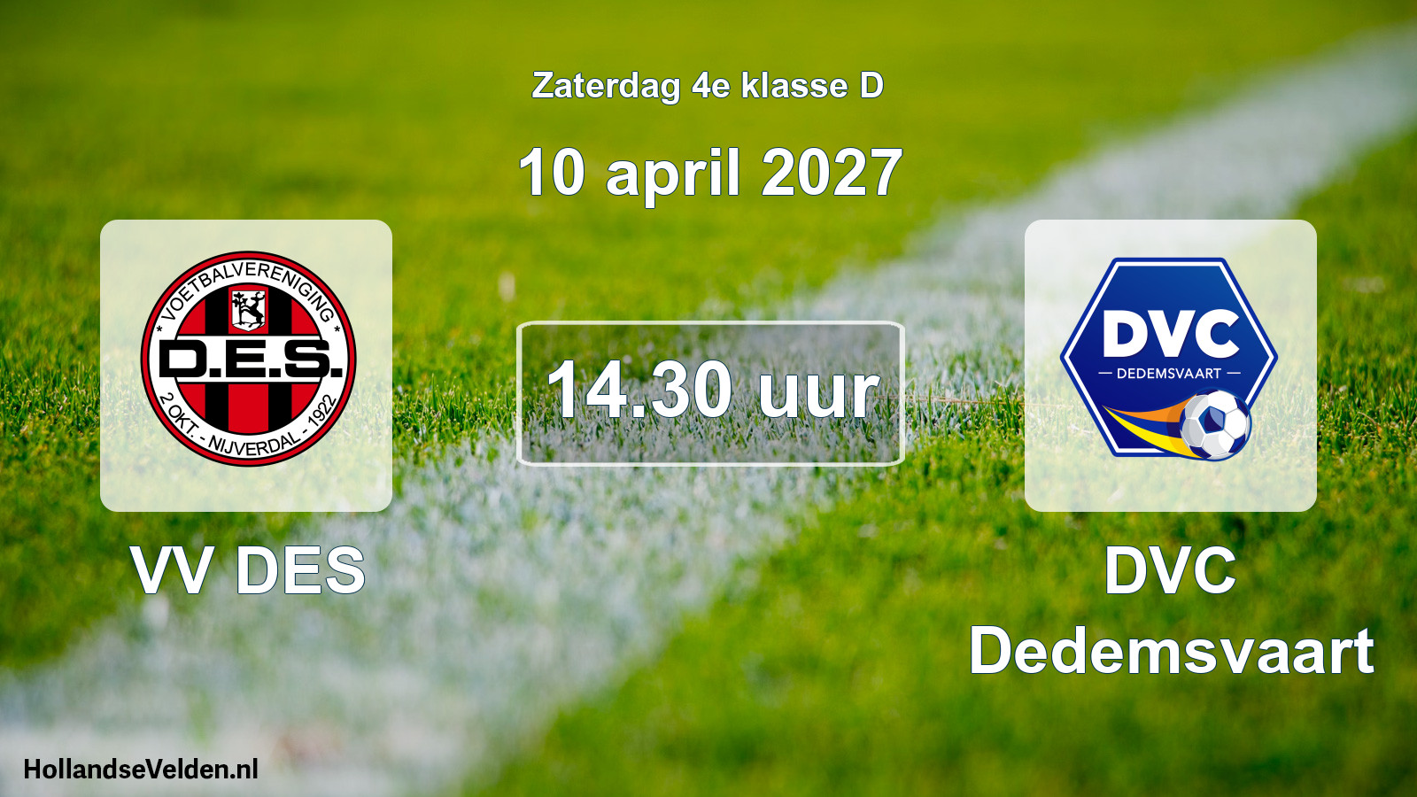 Geplande wedstrijd: VV DES - DVC Dedemsvaart (10 april 2027)