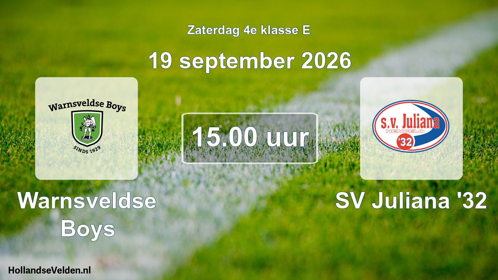 Scheduled Match: Warnsveldse Boys - SV Juliana '32 (19 September 2026)