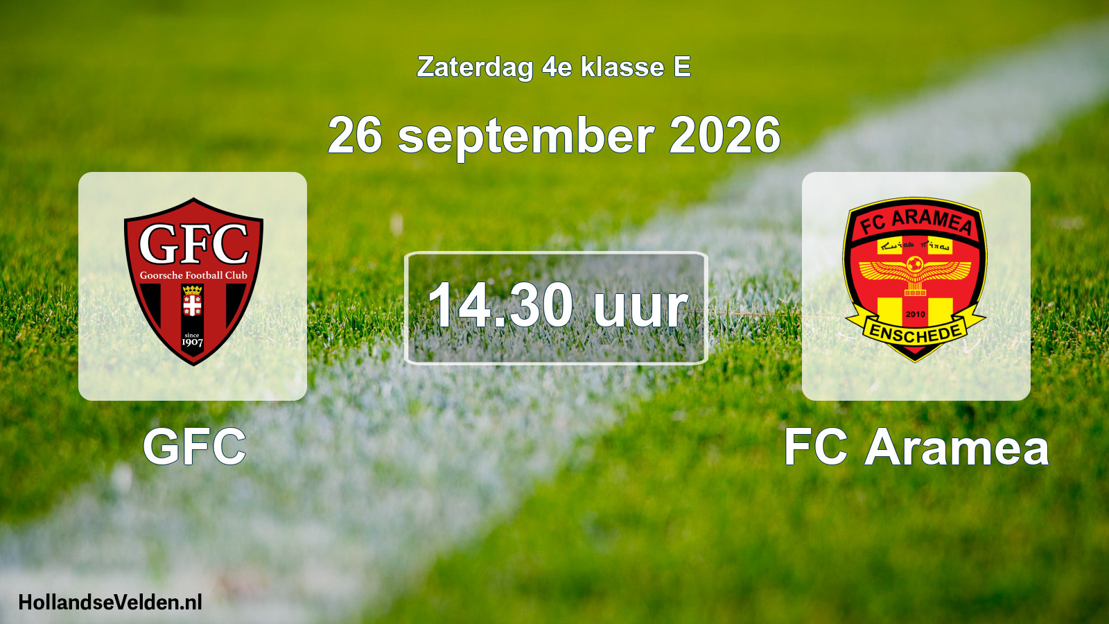 Geplande wedstrijd: GFC - FC Aramea (26 september 2026)