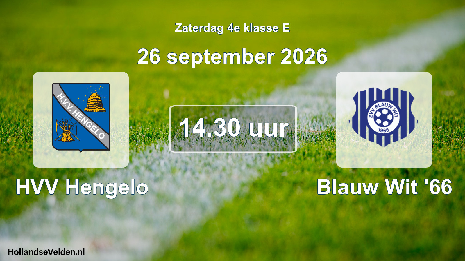 Scheduled Match: HVV Hengelo - Blauw Wit '66 (26 September 2026)