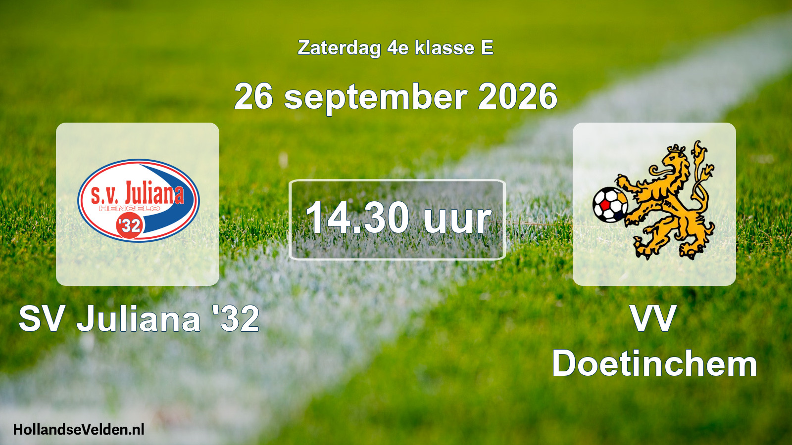 Geplande wedstrijd: SV Juliana '32 - VV Doetinchem (26 september 2026)