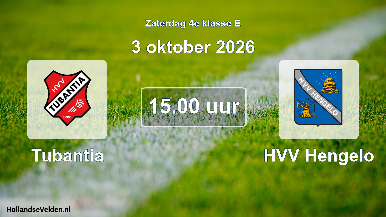 Scheduled Match: Tubantia - HVV Hengelo (3 October 2026)