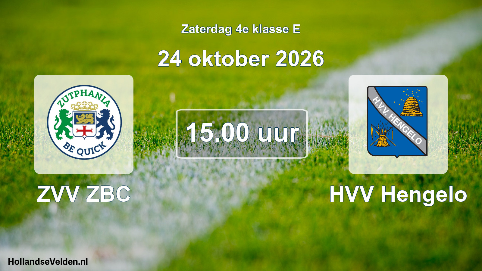 Geplande wedstrijd: ZVV ZBC - HVV Hengelo (24 oktober 2026)