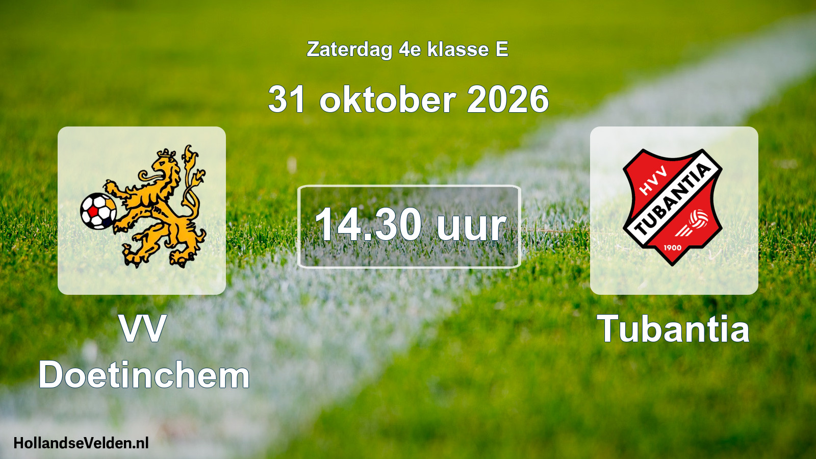 Geplande wedstrijd: VV Doetinchem - Tubantia (31 oktober 2026)