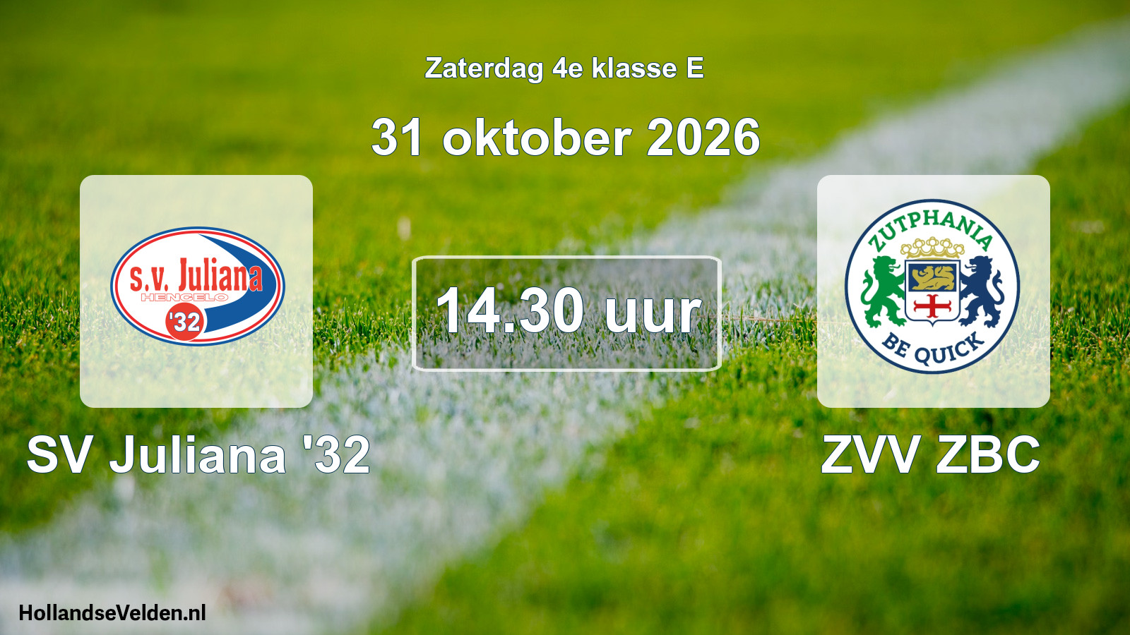 Geplande wedstrijd: SV Juliana '32 - ZVV ZBC (31 oktober 2026)