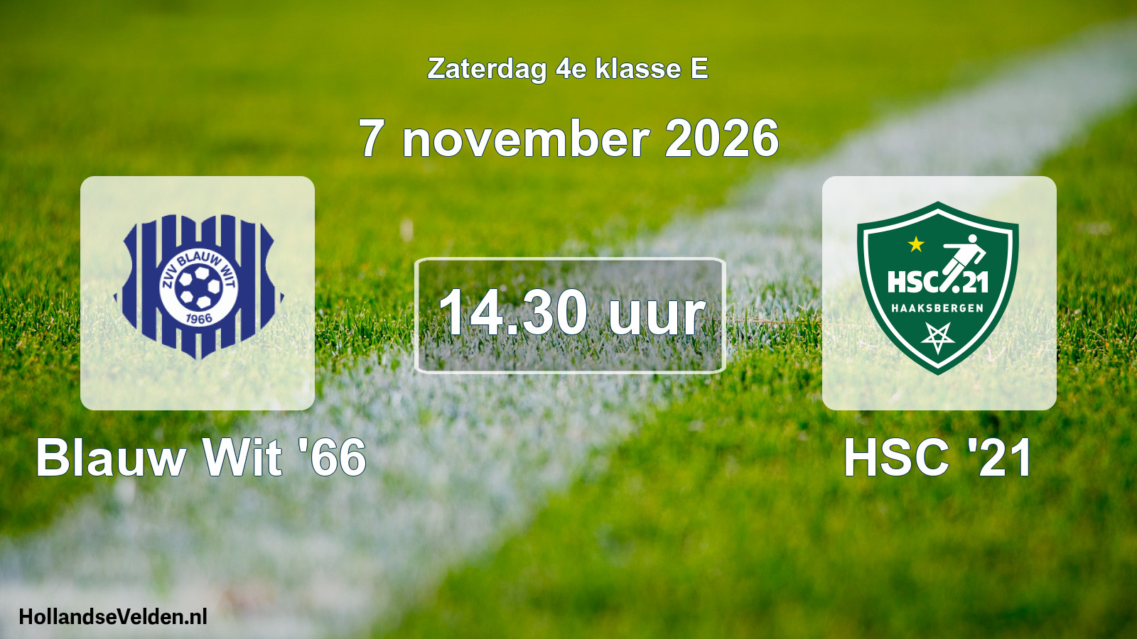 Geplande wedstrijd: Blauw Wit '66 - HSC '21 (7 november 2026)