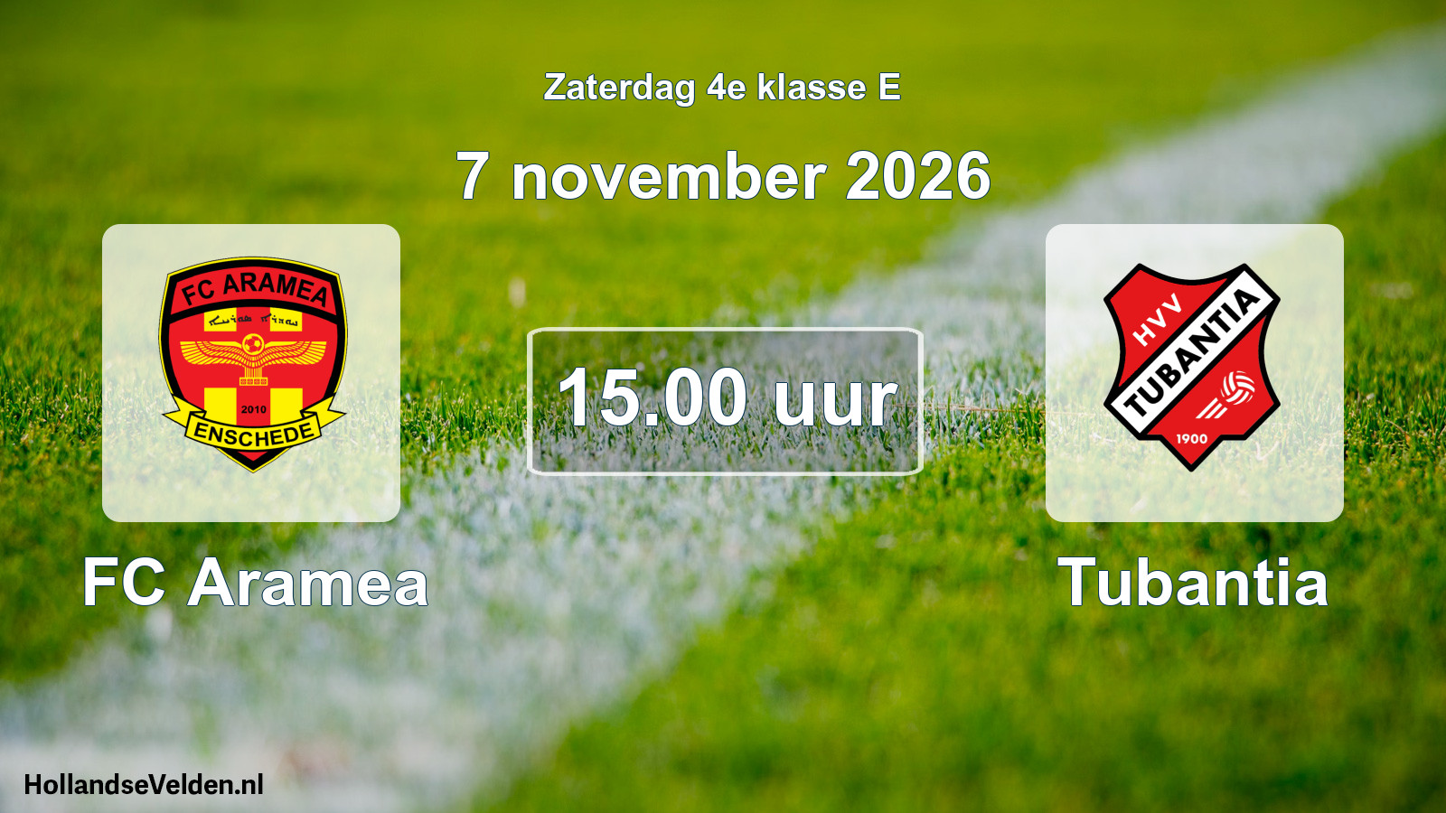 Geplande wedstrijd: FC Aramea - Tubantia (7 november 2026)