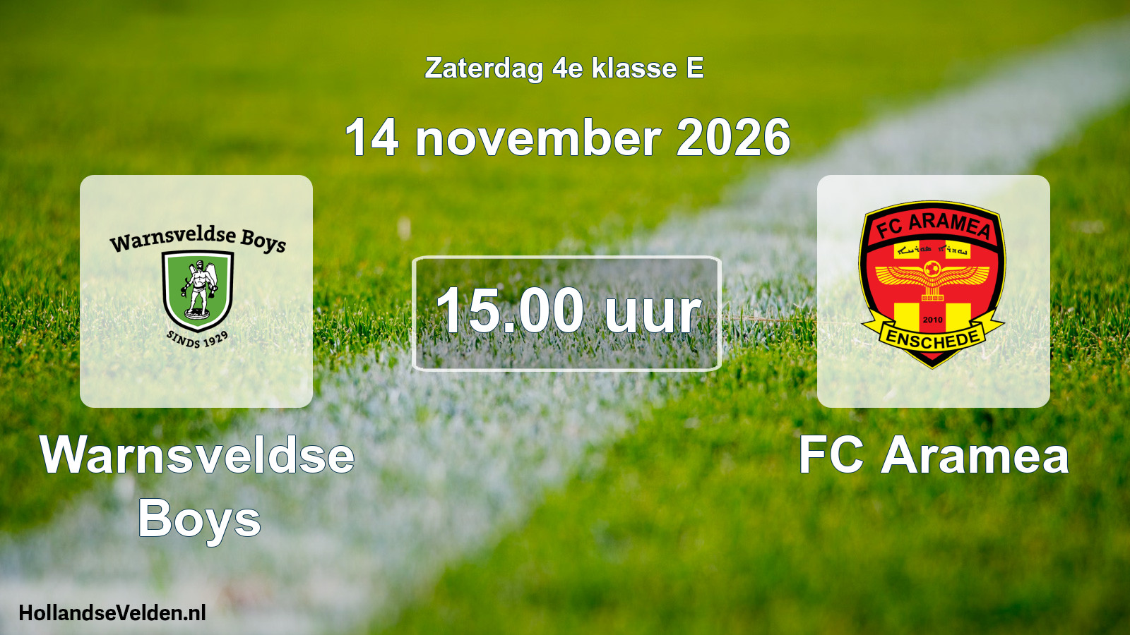 Geplande wedstrijd: Warnsveldse Boys - FC Aramea (14 november 2026)