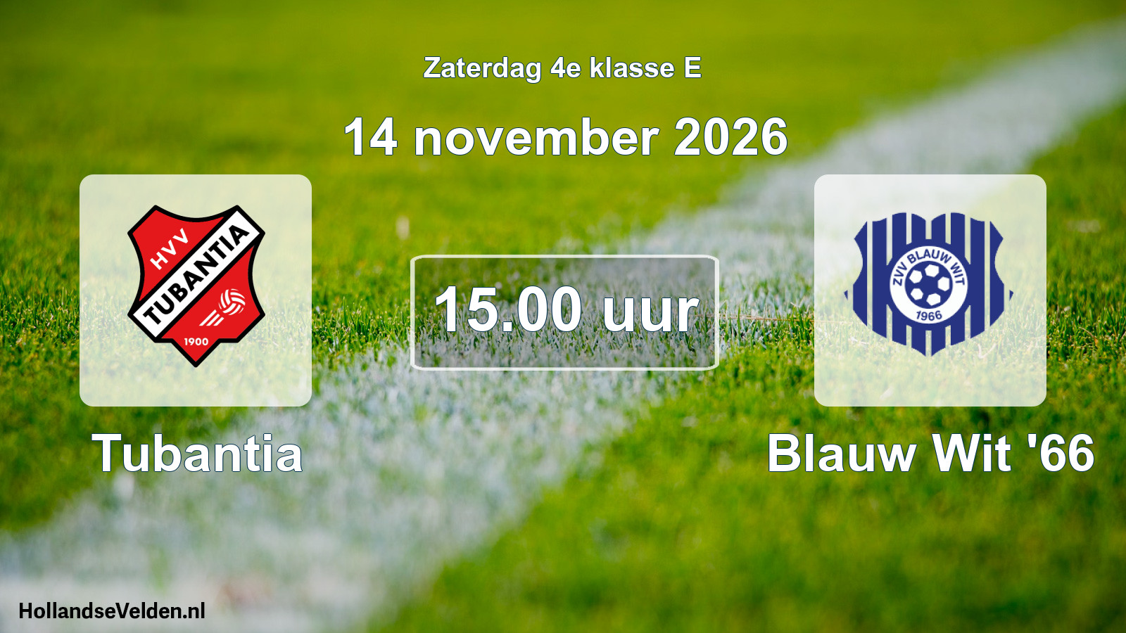 Scheduled Match: Tubantia - Blauw Wit '66 (14 November 2026)