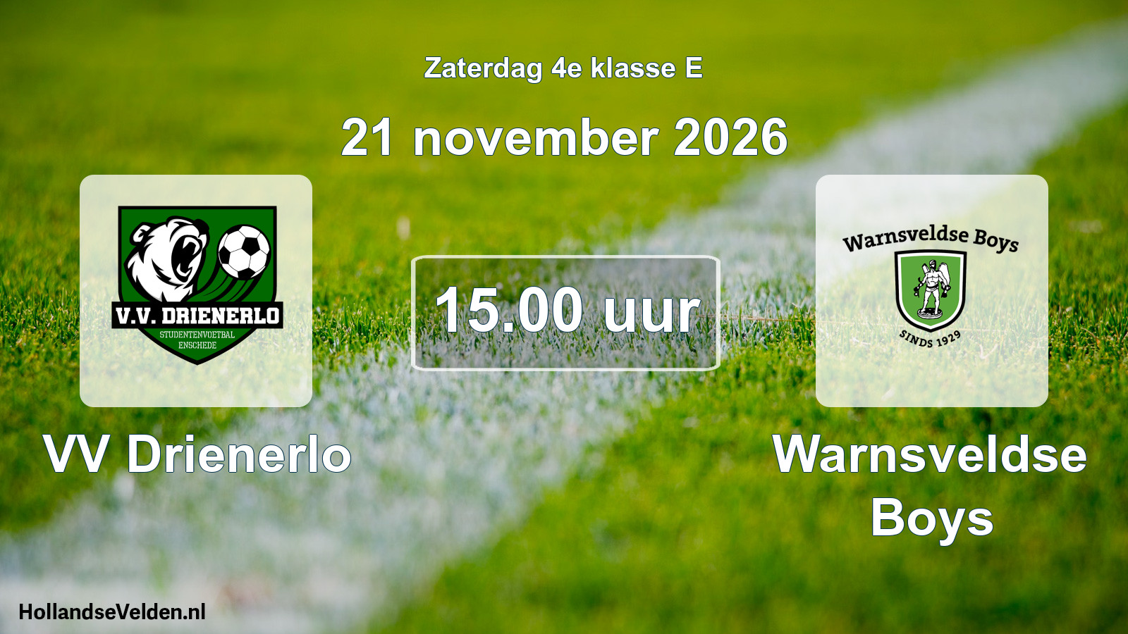 Geplande wedstrijd: VV Drienerlo - Warnsveldse Boys (21 november 2026)