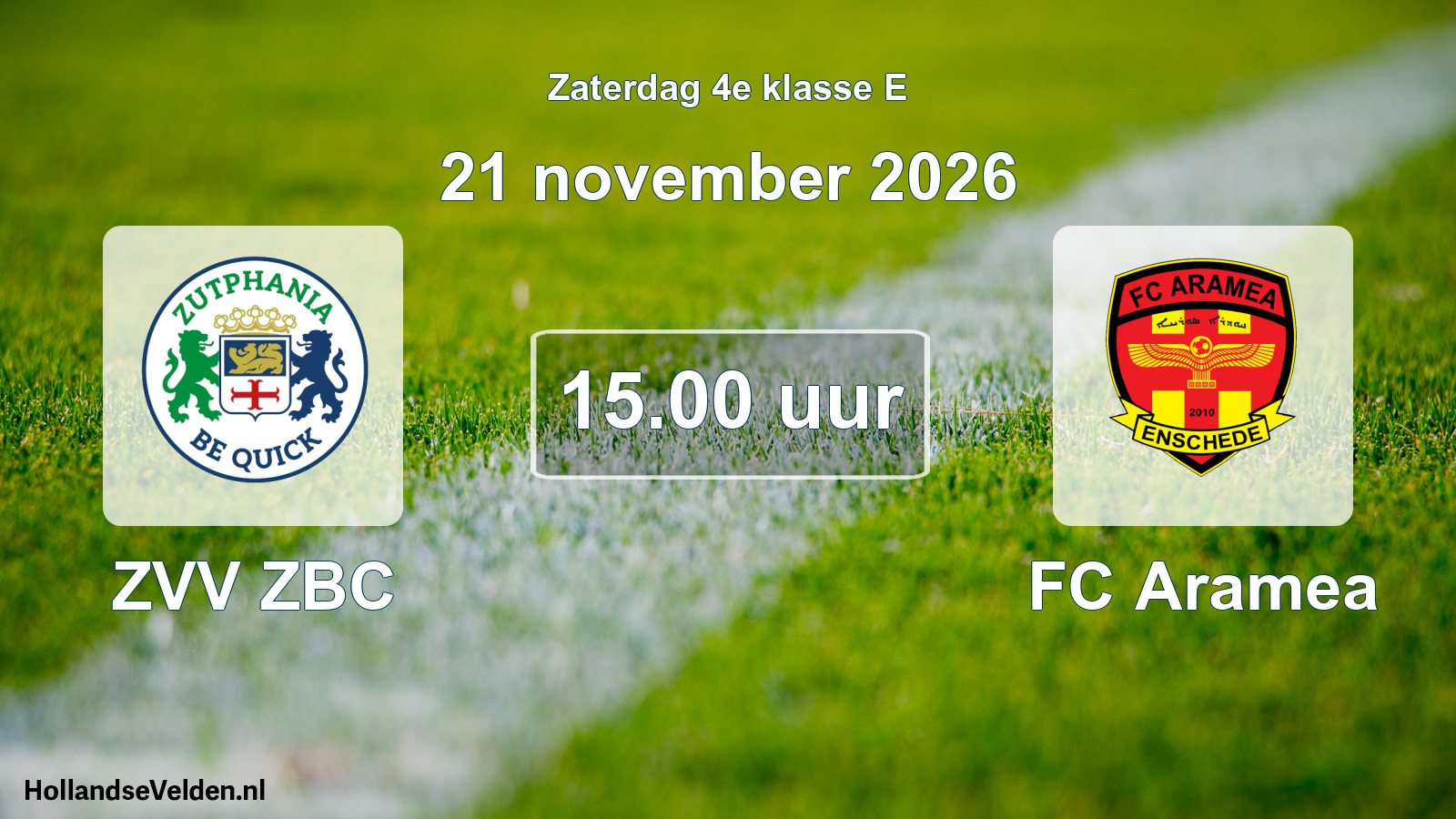 Geplande wedstrijd: ZVV ZBC - FC Aramea (21 november 2026)