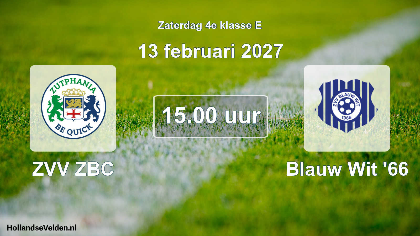 Geplande wedstrijd: ZVV ZBC - Blauw Wit '66 (13 februari 2027)