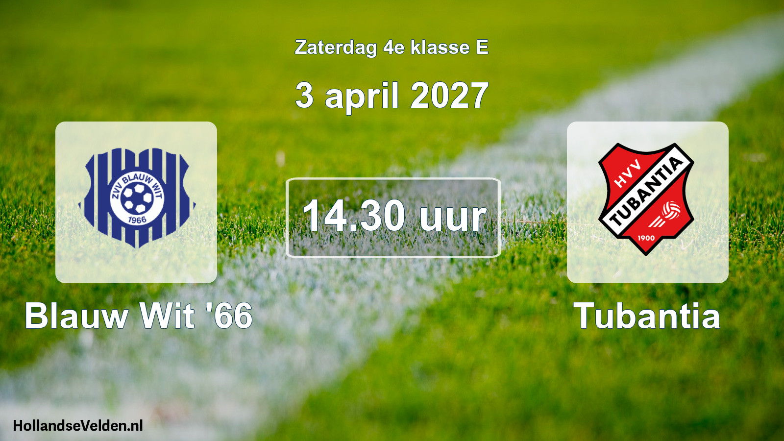Scheduled Match: Blauw Wit '66 - Tubantia (3 April 2027)