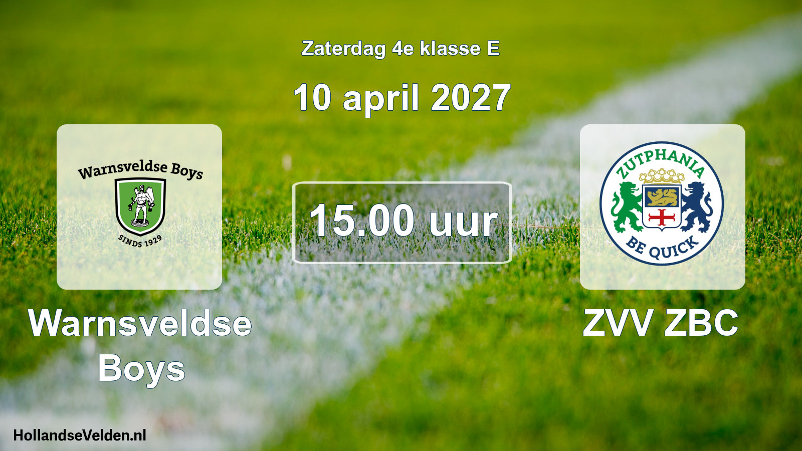 Geplande wedstrijd: Warnsveldse Boys - ZVV ZBC (10 april 2027)