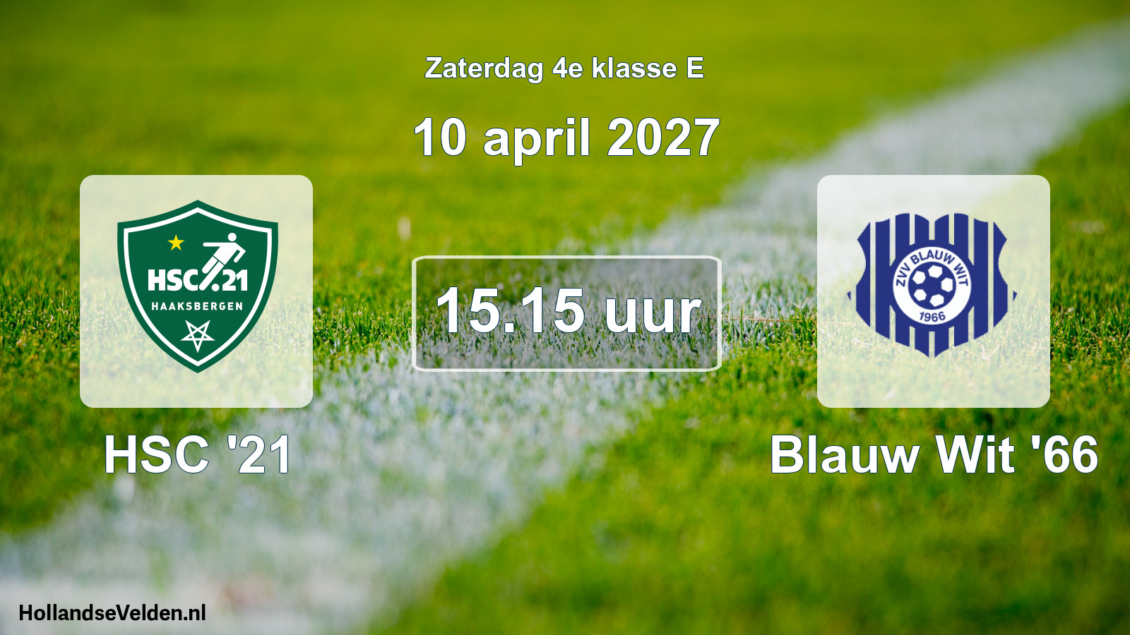 Geplande wedstrijd: HSC '21 - Blauw Wit '66 (10 april 2027)