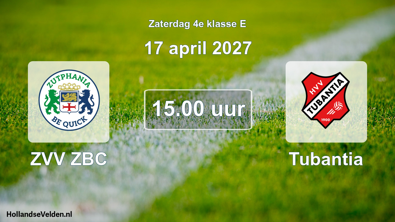 Geplande wedstrijd: ZVV ZBC - Tubantia (17 april 2027)