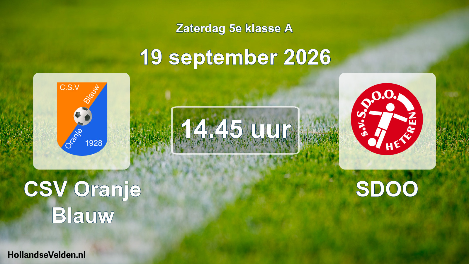Geplande wedstrijd: CSV Oranje Blauw - SDOO (19 september 2026)