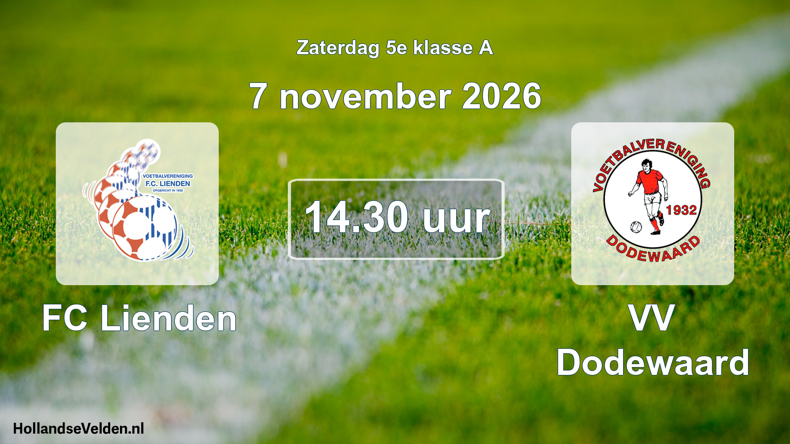 Geplande wedstrijd: FC Lienden - VV Dodewaard (7 november 2026)