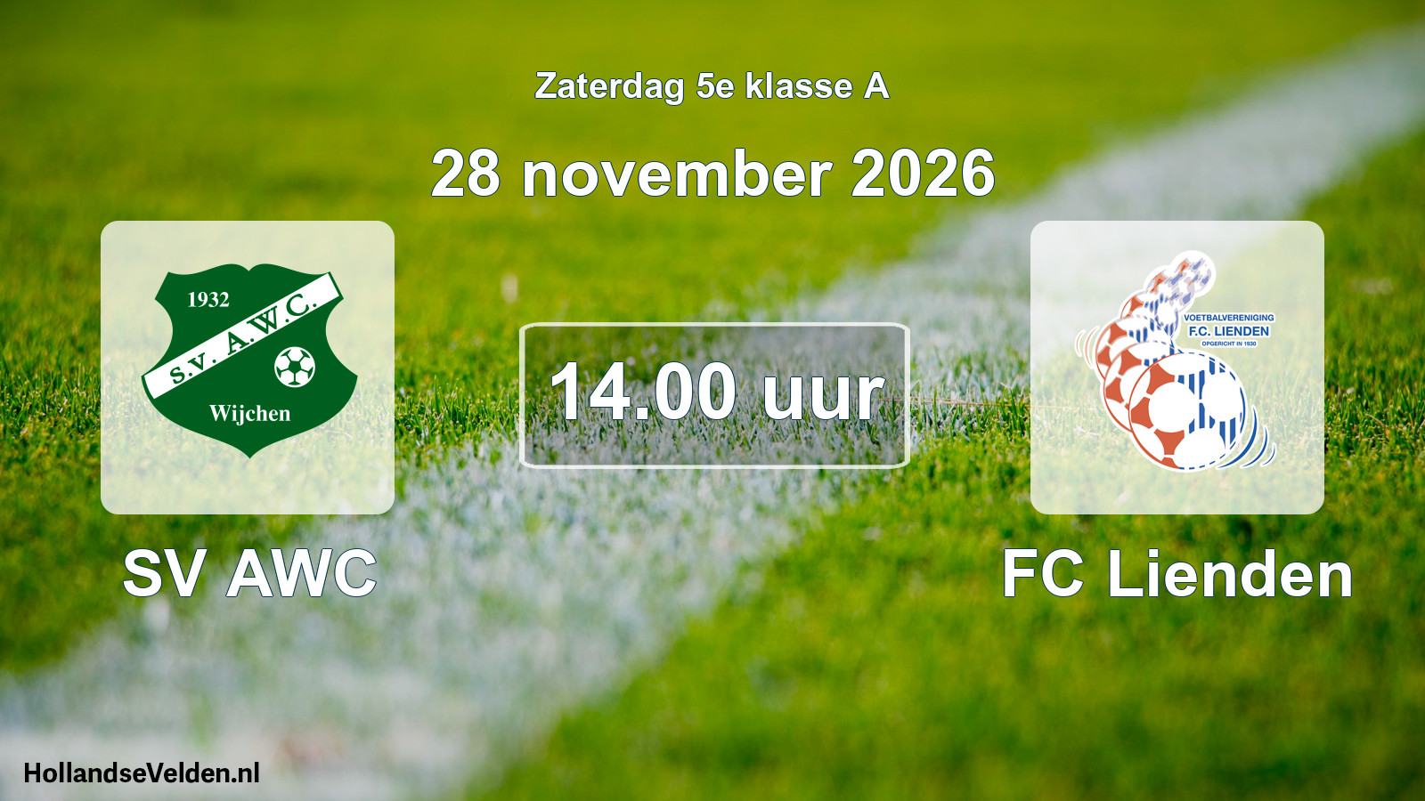Geplande wedstrijd: SV AWC - FC Lienden (28 november 2026)