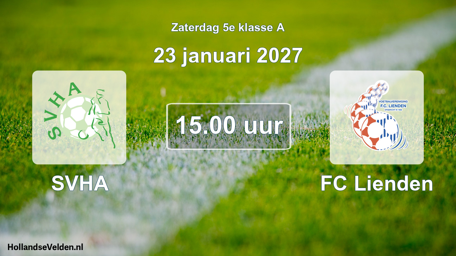 Geplande wedstrijd: SVHA - FC Lienden (23 januari 2027)