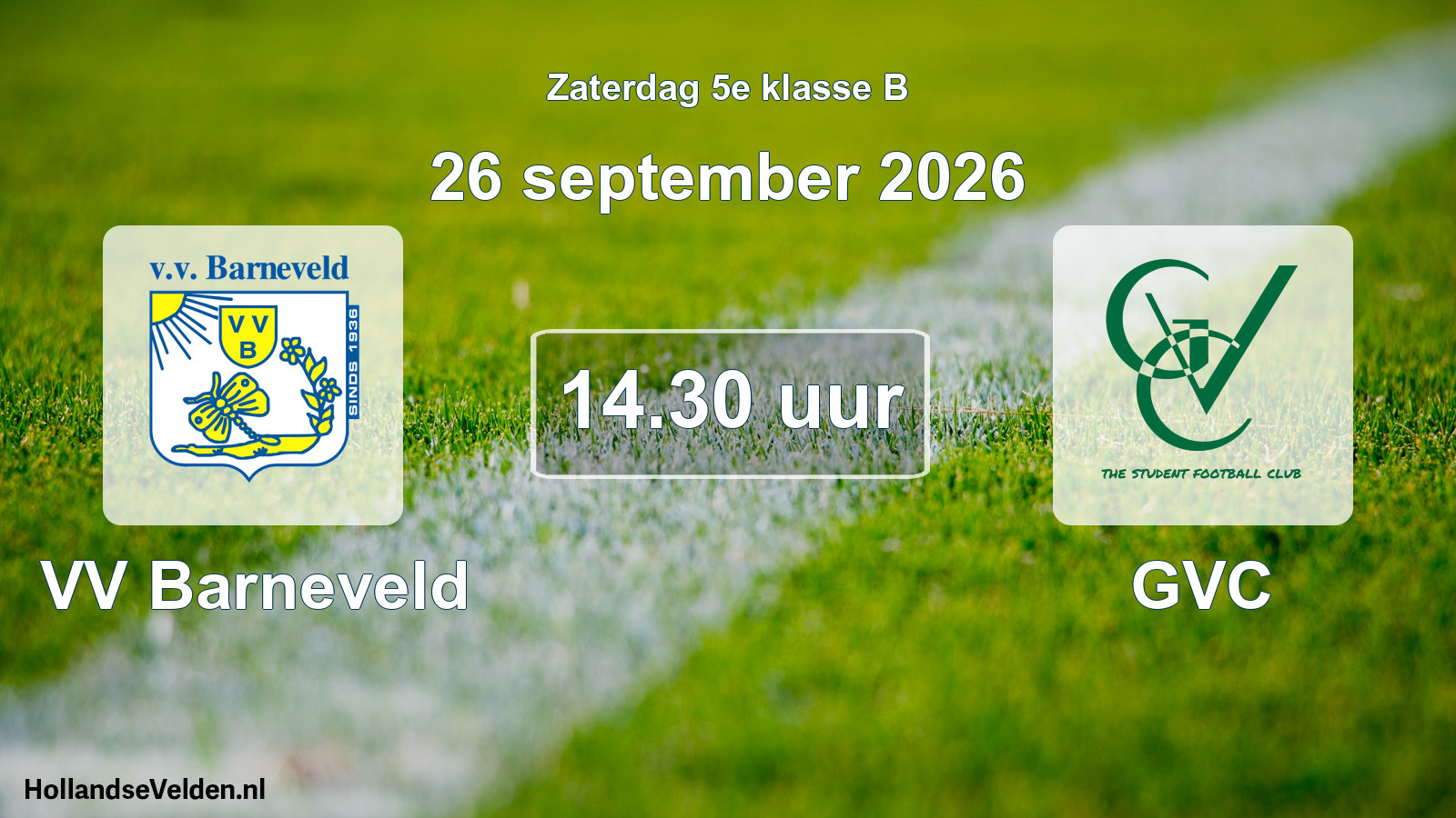 Geplande wedstrijd: VV Barneveld - GVC (26 september 2026)