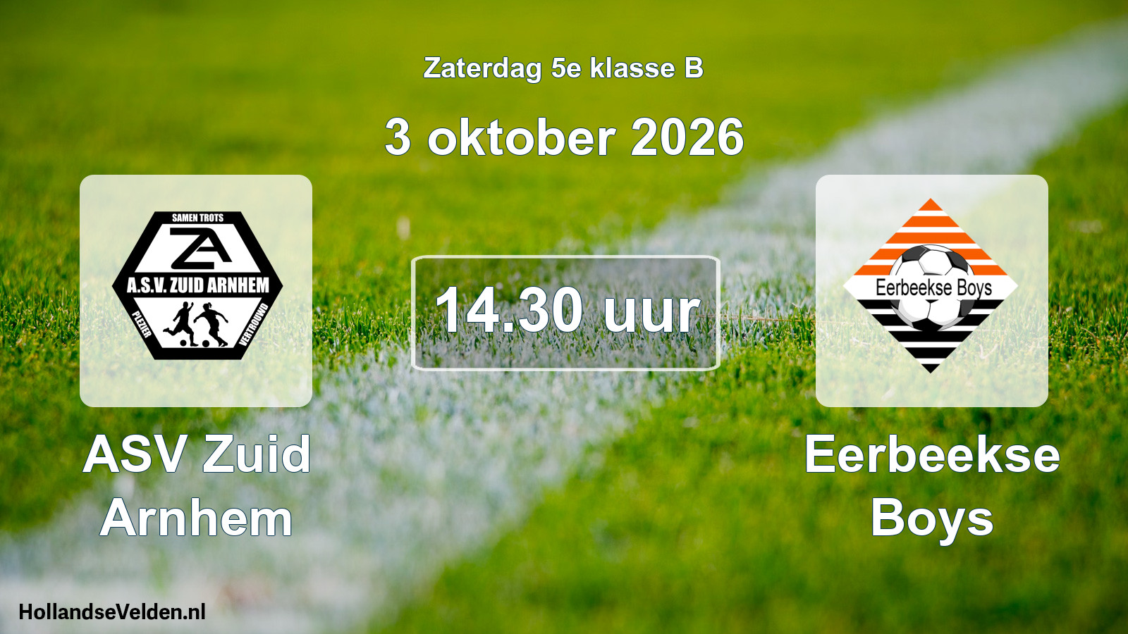 Geplande wedstrijd: ASV Zuid Arnhem - Eerbeekse Boys (3 oktober 2026)