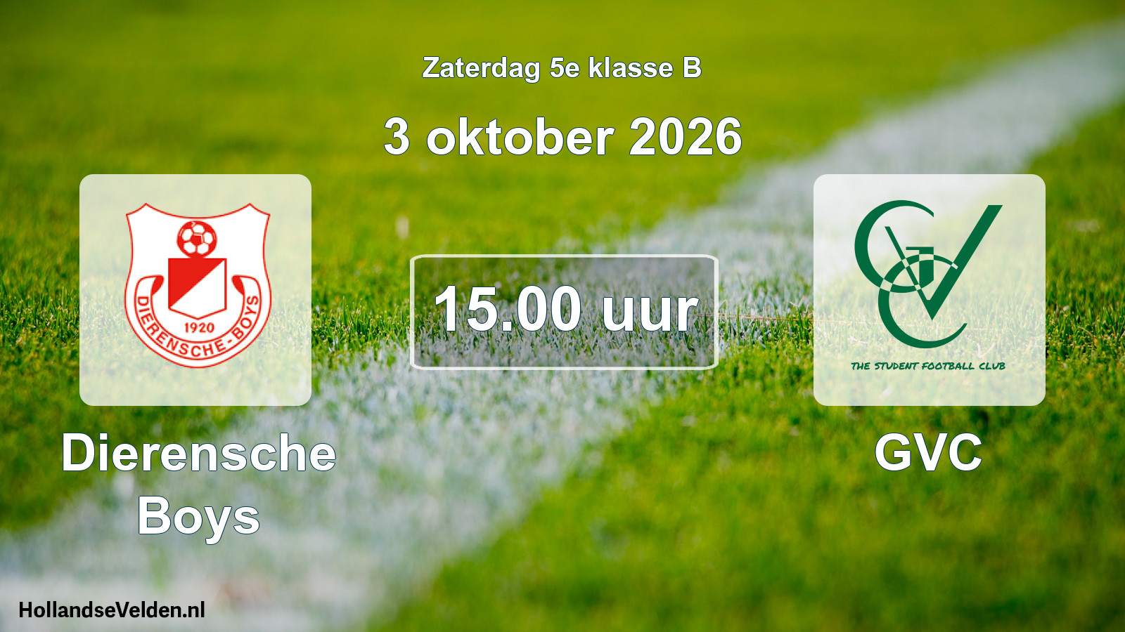Geplande wedstrijd: Dierensche Boys - GVC (3 oktober 2026)