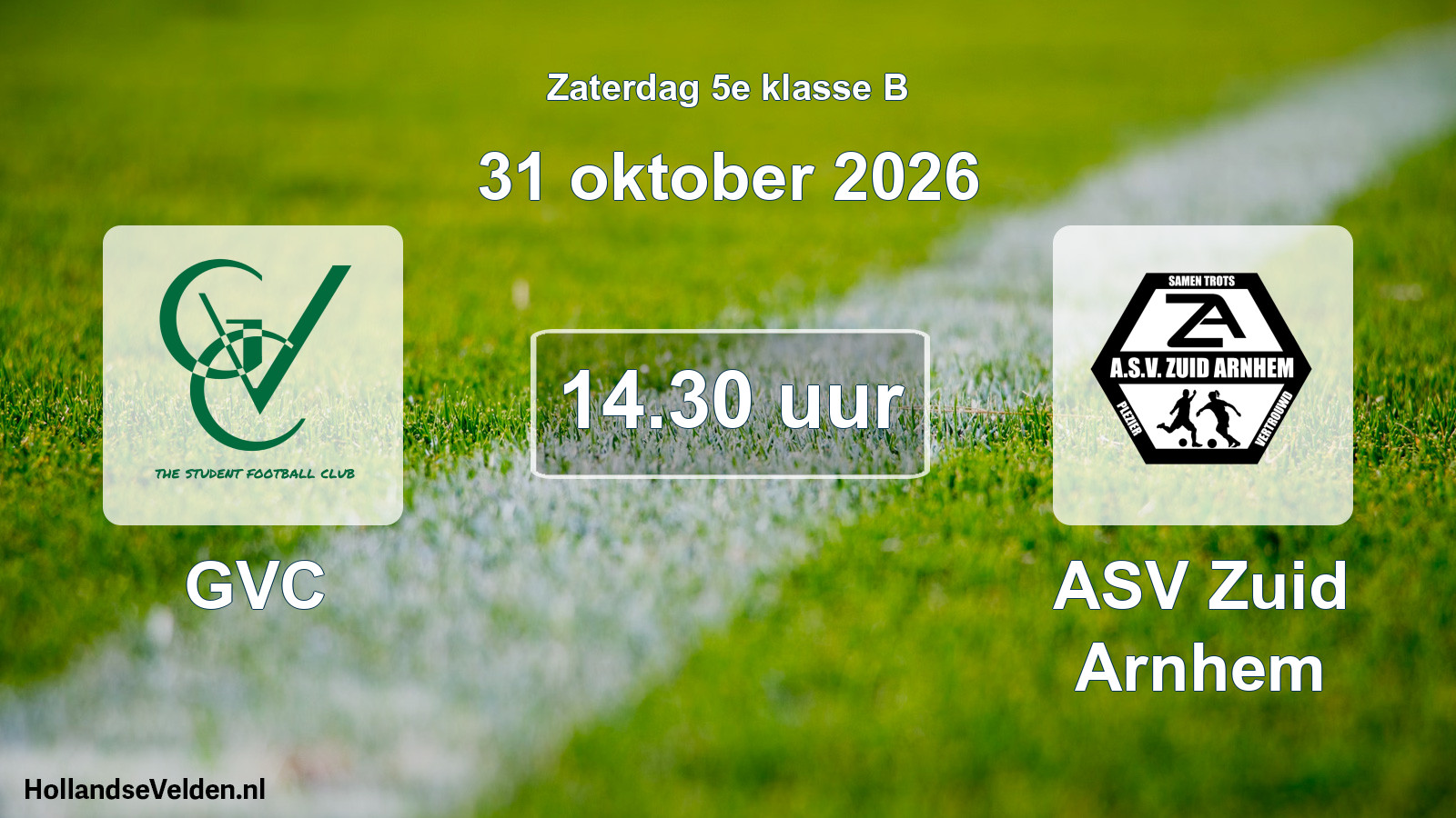 Geplande wedstrijd: GVC - ASV Zuid Arnhem (31 oktober 2026)