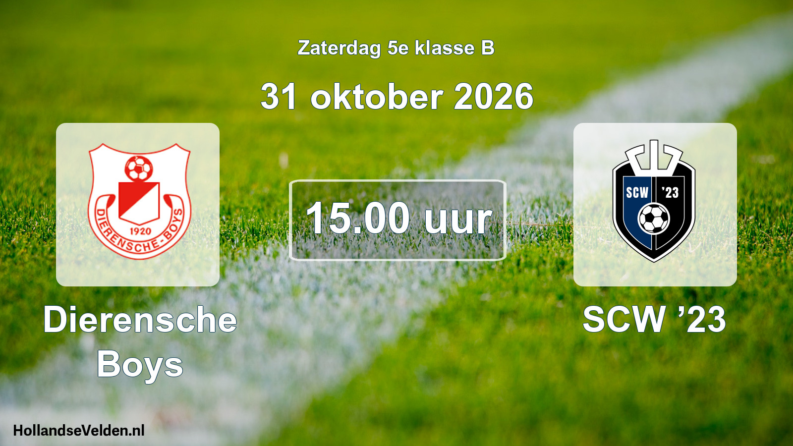 Geplande wedstrijd: Dierensche Boys - SCW ’23 (31 oktober 2026)