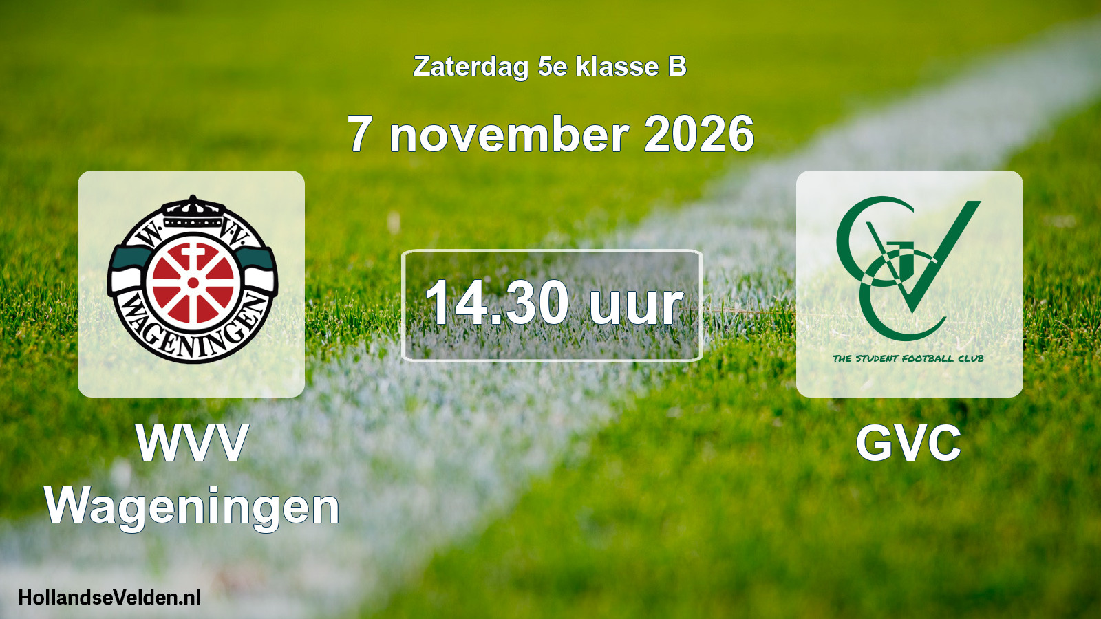 Geplande wedstrijd: WVV Wageningen - GVC (7 november 2026)