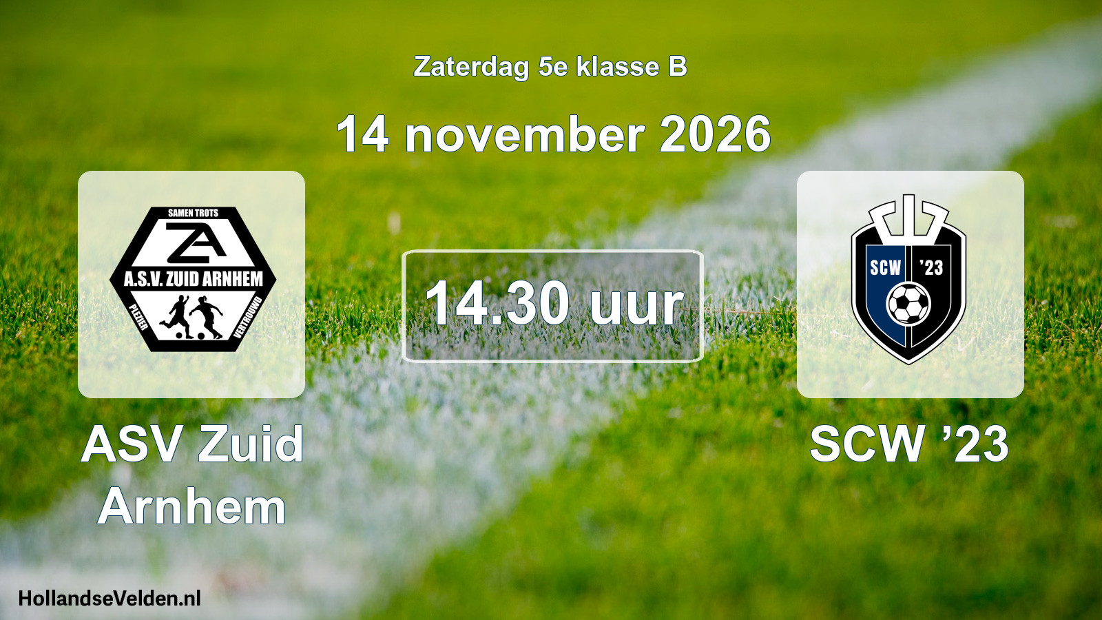 Geplande wedstrijd: ASV Zuid Arnhem - SCW ’23 (14 november 2026)