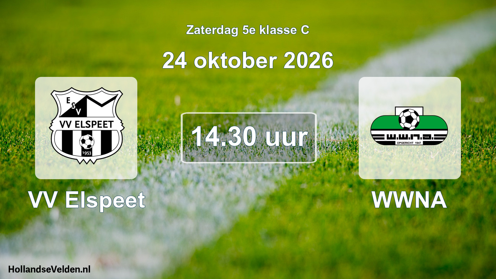 Geplande wedstrijd: VV Elspeet - WWNA (24 oktober 2026)