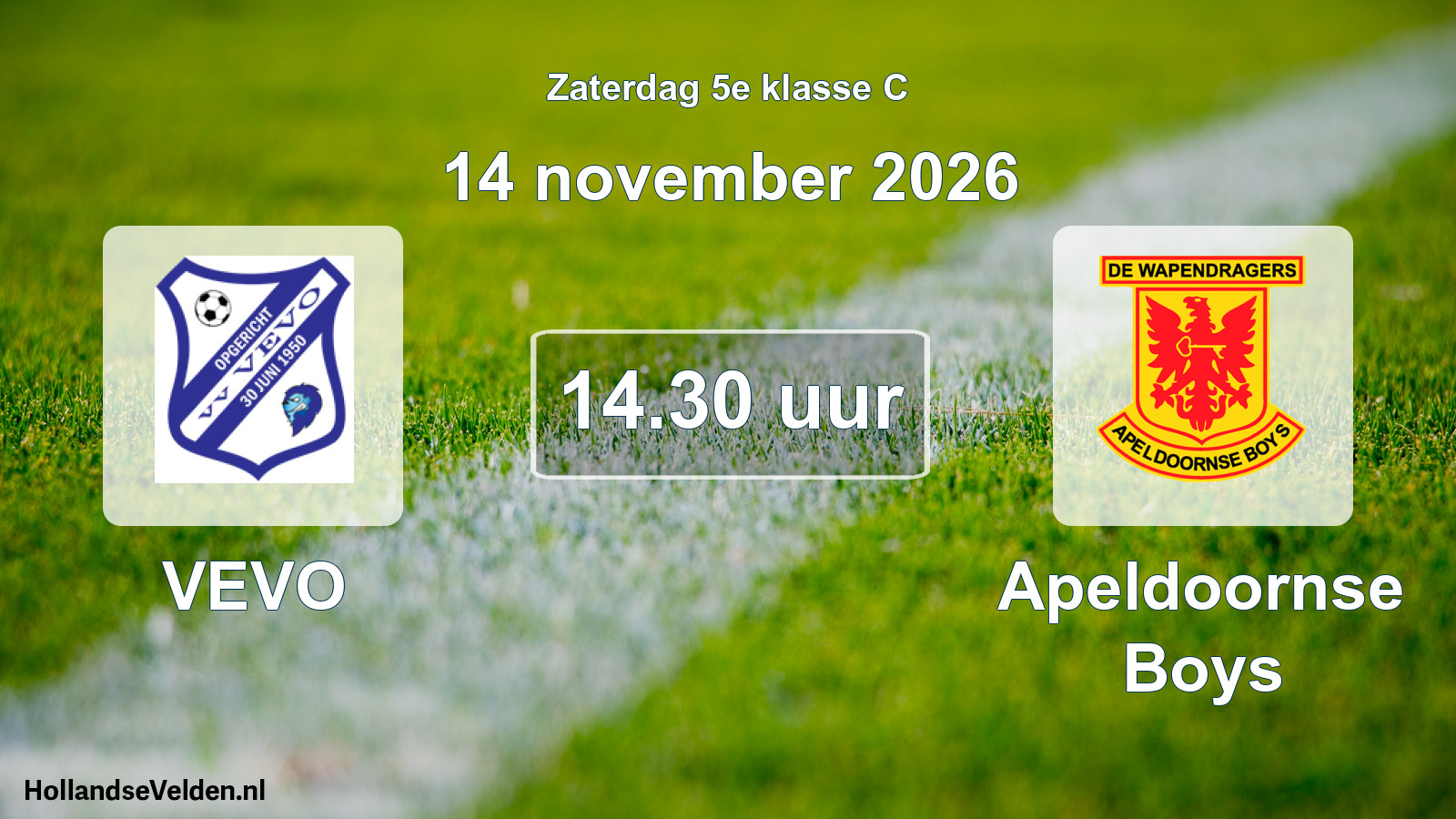 Geplande wedstrijd: VEVO - Apeldoornse Boys (14 november 2026)