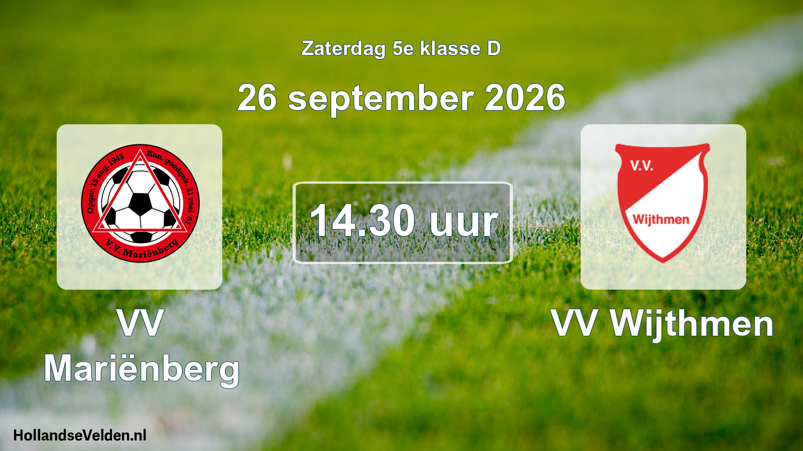 Geplande wedstrijd: VV Mariënberg - VV Wijthmen (26 september 2026)