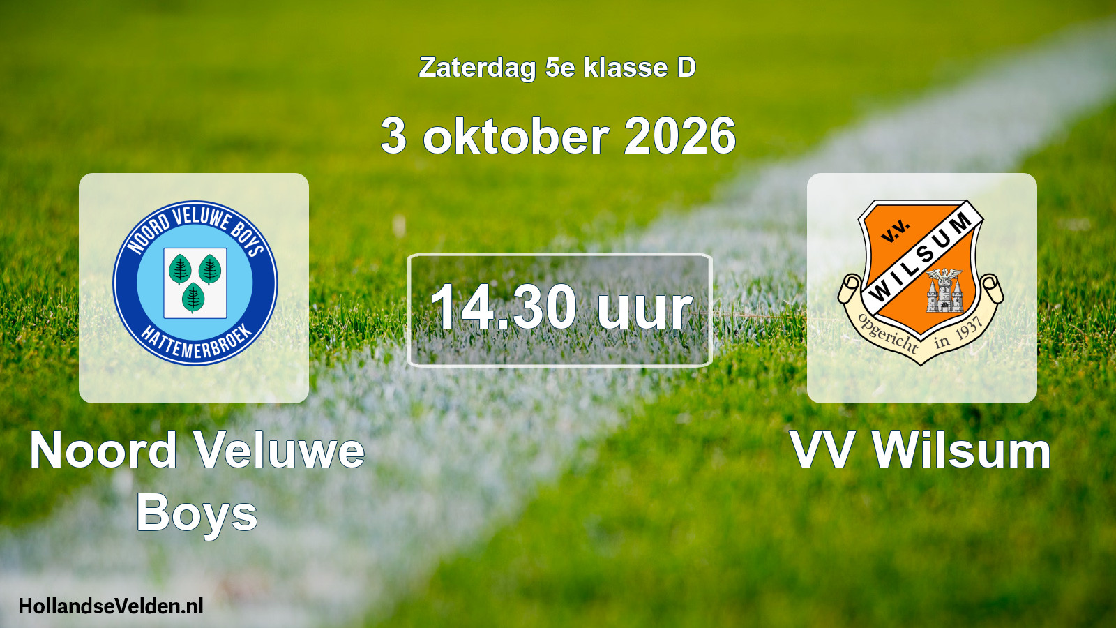 Geplande wedstrijd: Noord Veluwe Boys - VV Wilsum (3 oktober 2026)