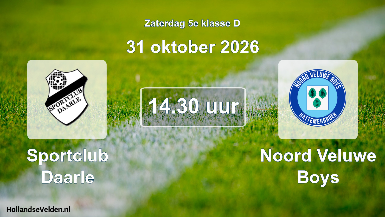 Geplande wedstrijd: Sportclub Daarle - Noord Veluwe Boys (31 oktober 2026)