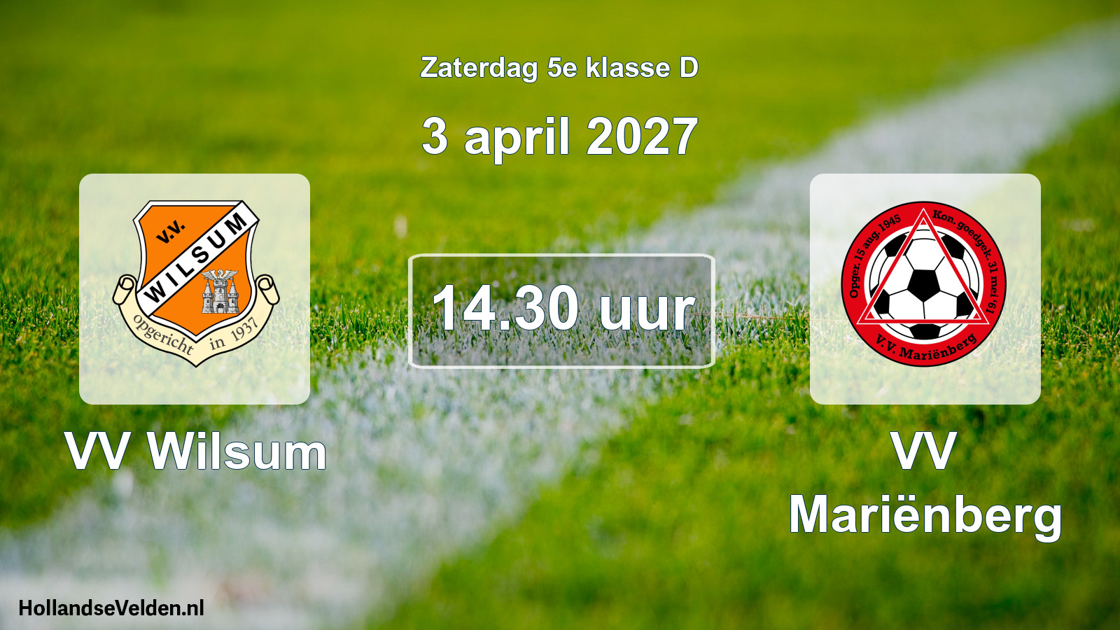 Geplande wedstrijd: VV Wilsum - VV Mariënberg (3 april 2027)