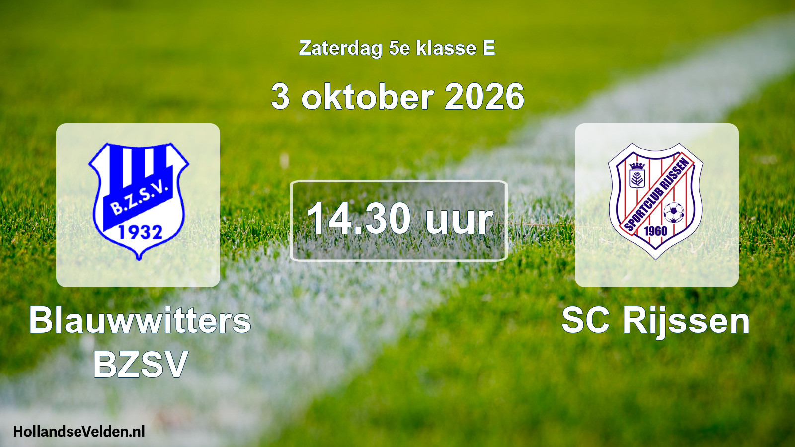 Geplande wedstrijd: Blauwwitters BZSV - SC Rijssen (3 oktober 2026)