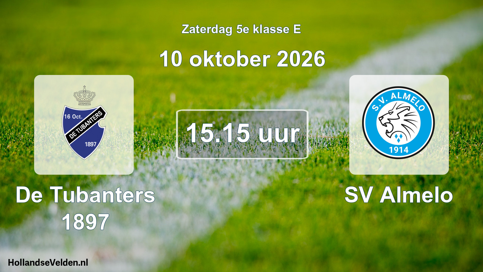 Scheduled Match: De Tubanters 1897 - SV Almelo (10 October 2026)