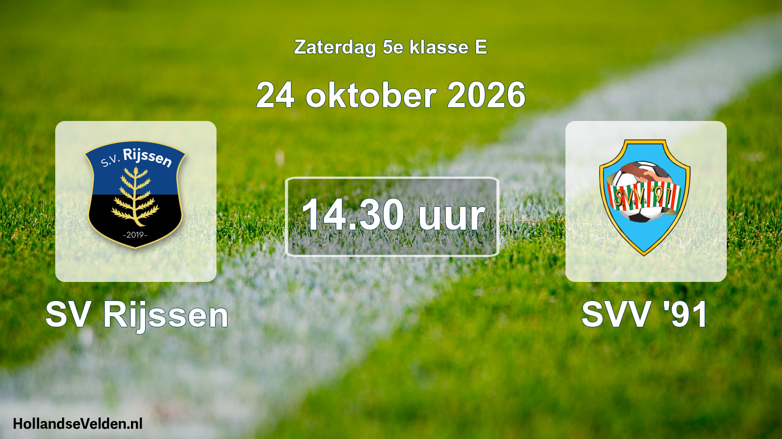 Geplande wedstrijd: SV Rijssen - SVV '91 (24 oktober 2026)