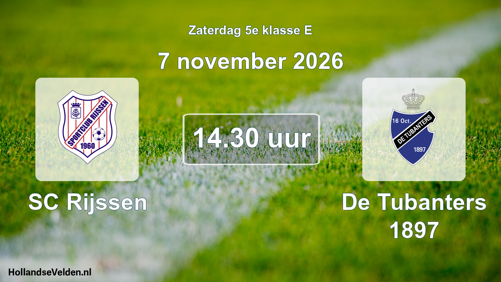 Geplande wedstrijd: SC Rijssen - De Tubanters 1897 (7 november 2026)