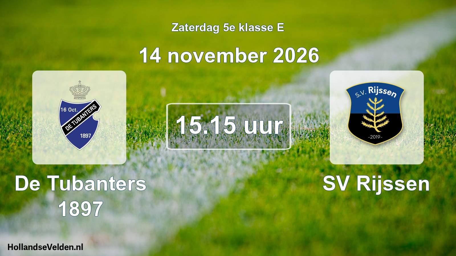 Scheduled Match: De Tubanters 1897 - SV Rijssen (14 November 2026)