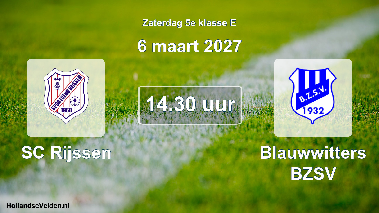 Geplande wedstrijd: SC Rijssen - Blauwwitters BZSV (6 maart 2027)